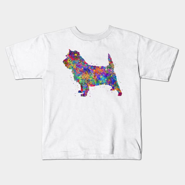 Cairn Terrier dog watercolor Kids T-Shirt by Yahya Art